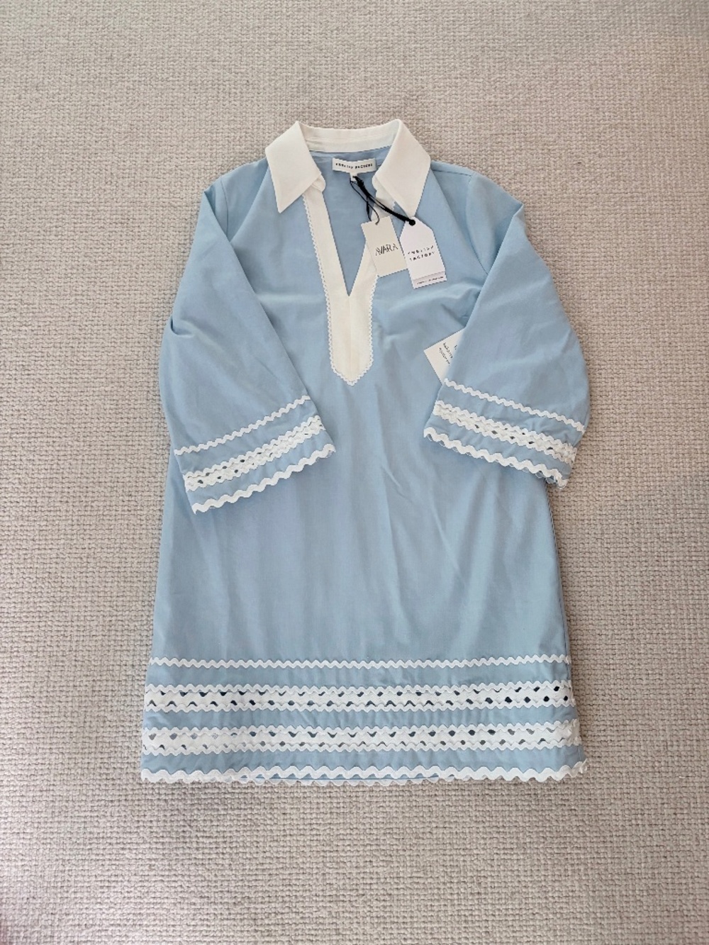 English Factory Blue Ric Rac Dress (M) NWT